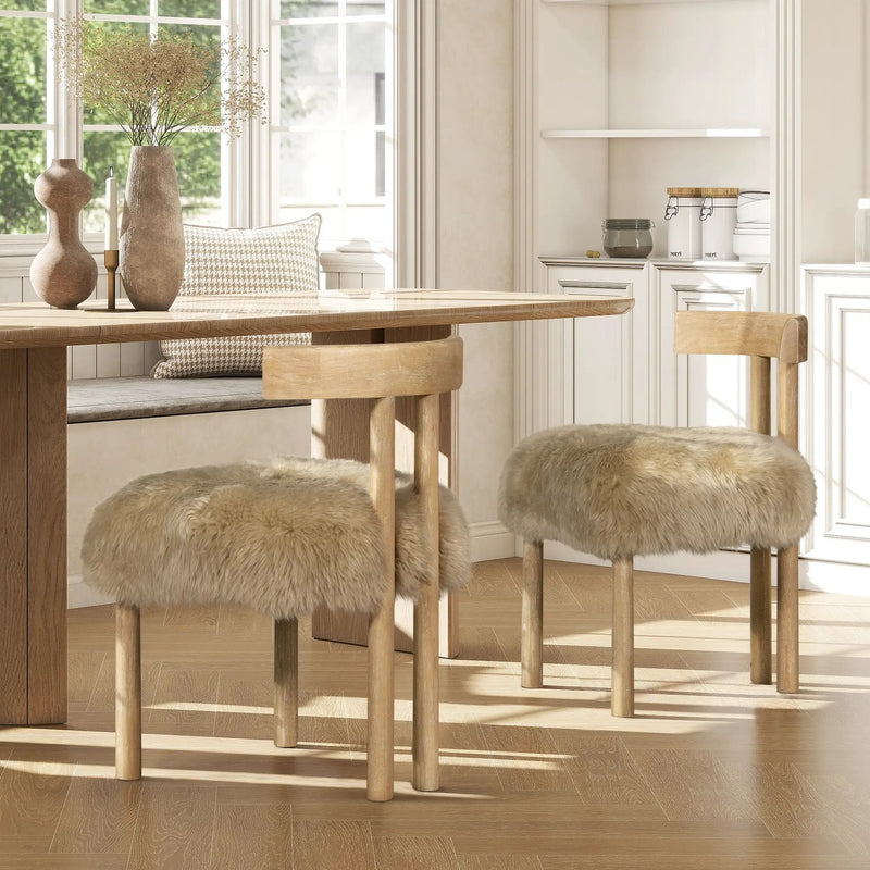 Arden 19.5" Genuine Sheepskin Fur Split Back Dining Chair by HouseOfZazla