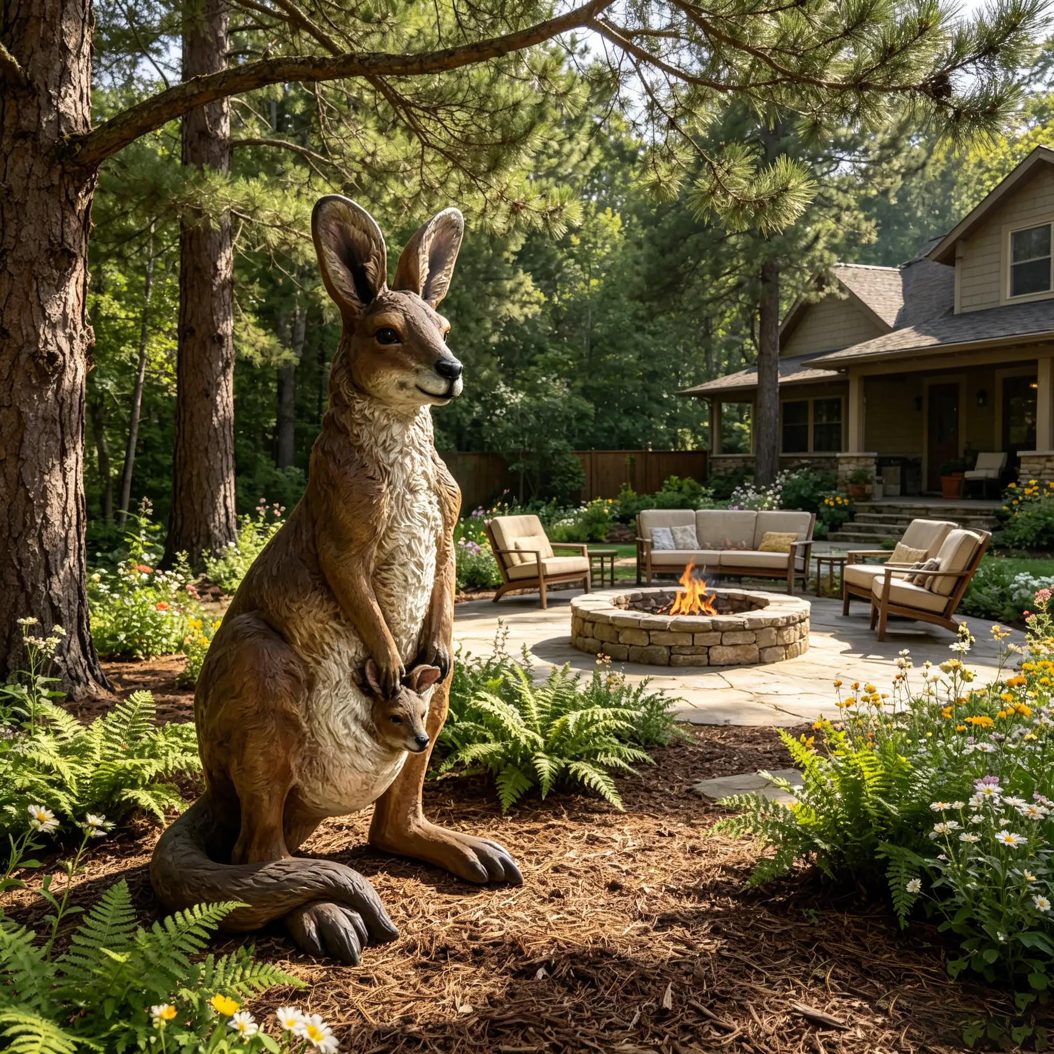 22" Mother Kangaroo with Joey Statue by HouseOfZazla