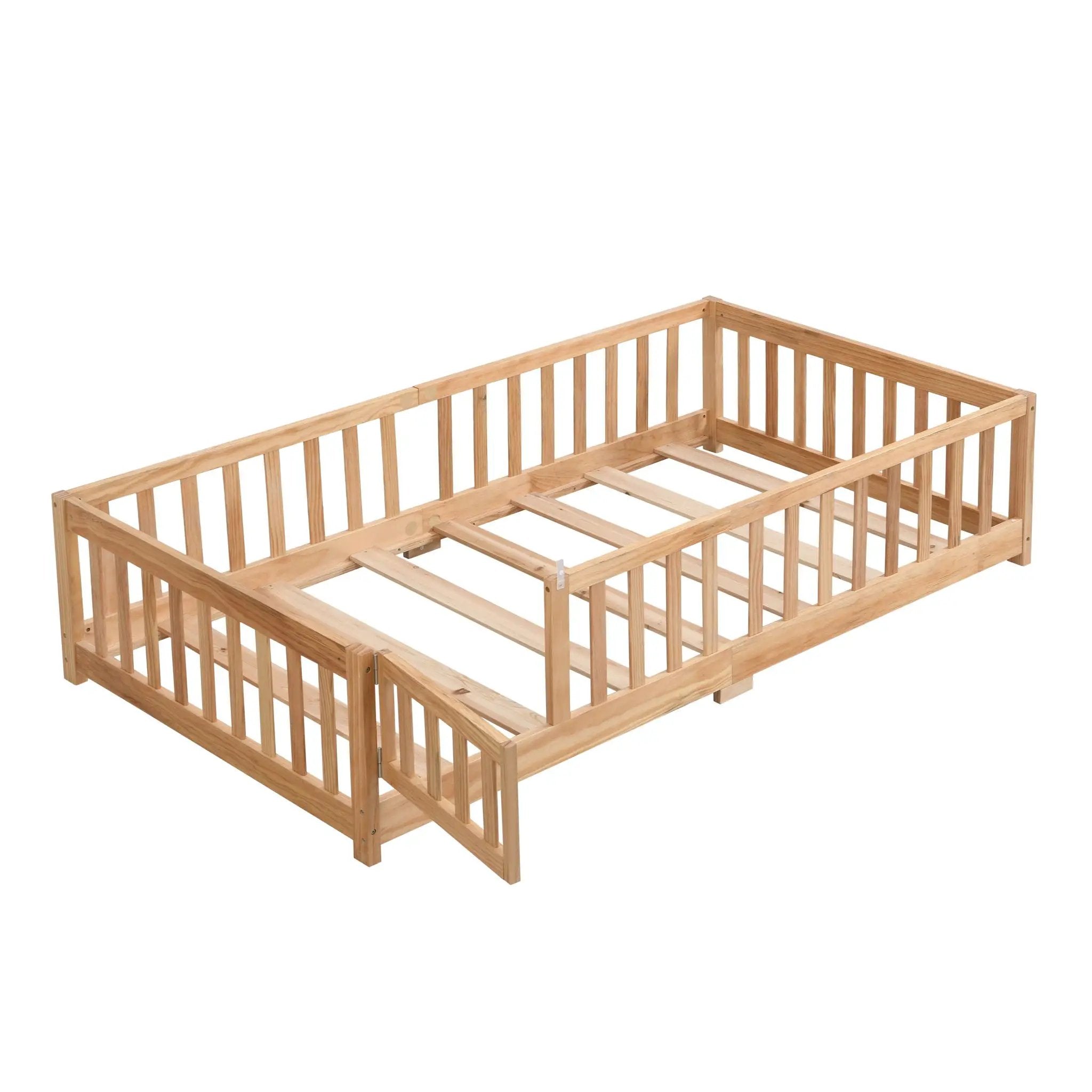 Solid Floor Bed With Door And Fence For Children by Unique Piece Furniture