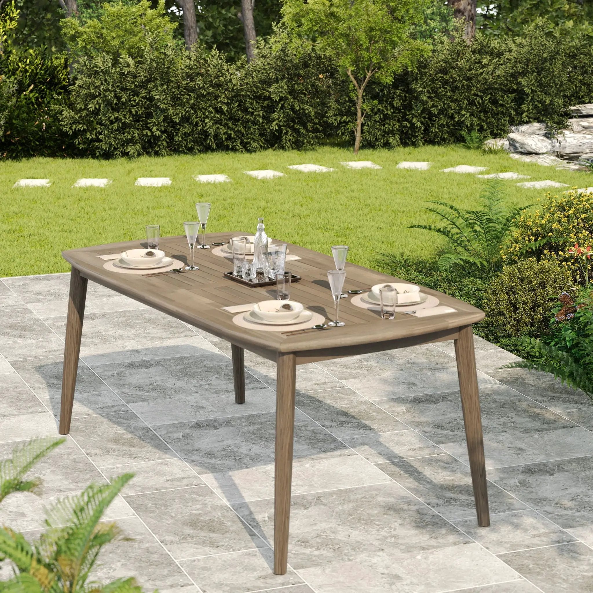 Acacia Wood Dining Table 8 Person Outdoor Table by HouseOfZazla