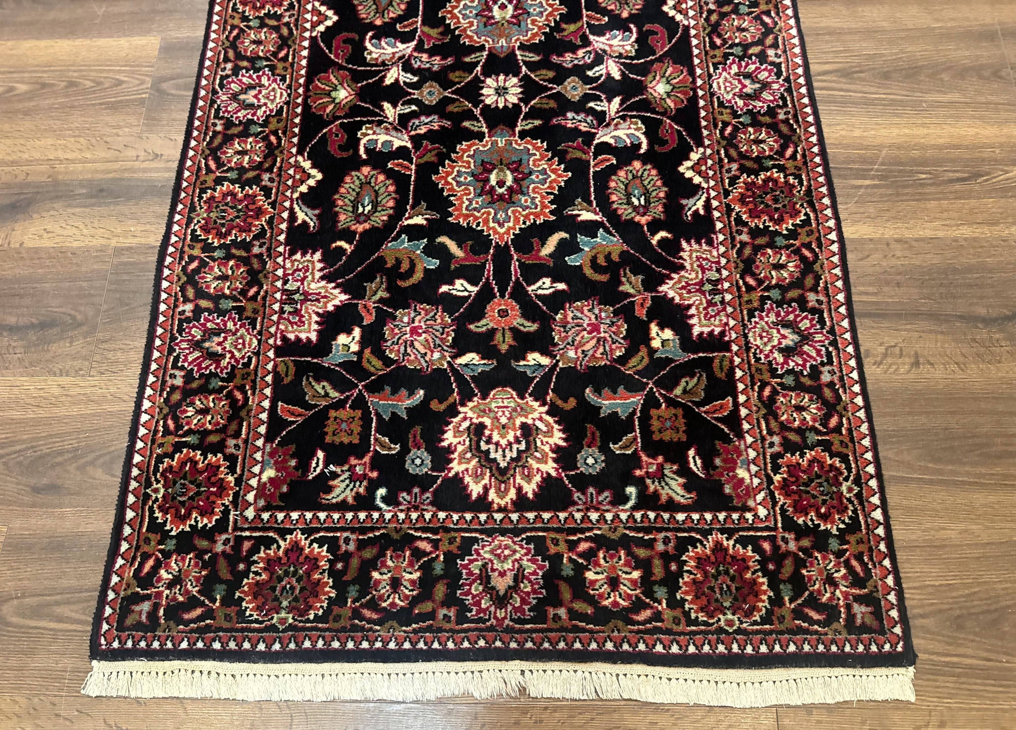 Indo Persian Sarouk Rug 3x5, Black Traditional Oriental Carpet by Jewel Rugs