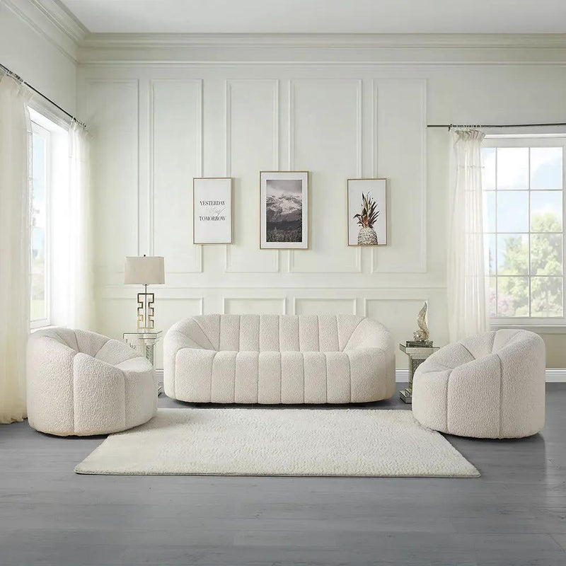 Osmash - Chair With Swivel - White Teddy Sherpa by Unique Piece Furniture