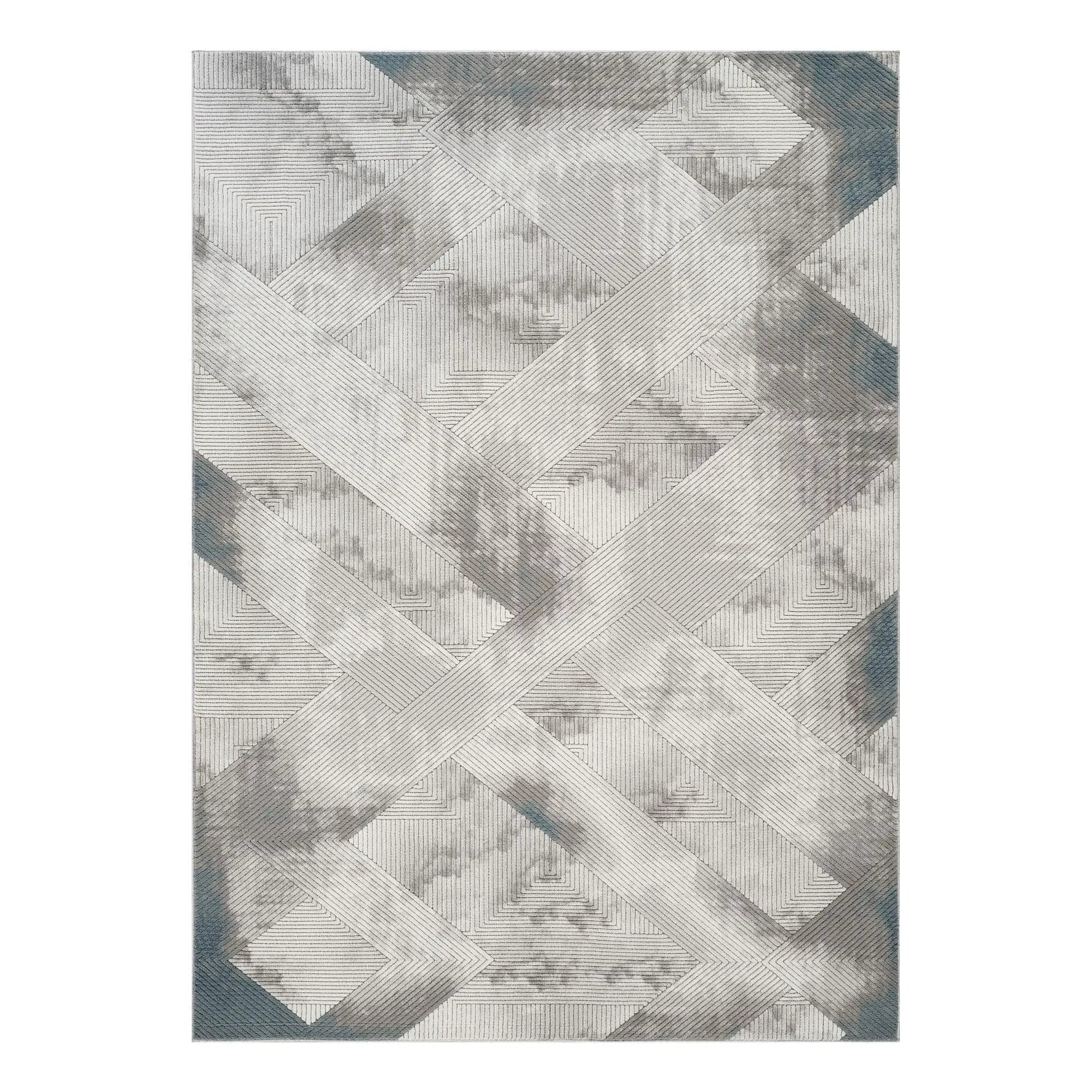 Geometrix - 5'3" X 7'3" Area Rug With Geometric 3D Effect - Ivory / Gray by HouseOfZazla