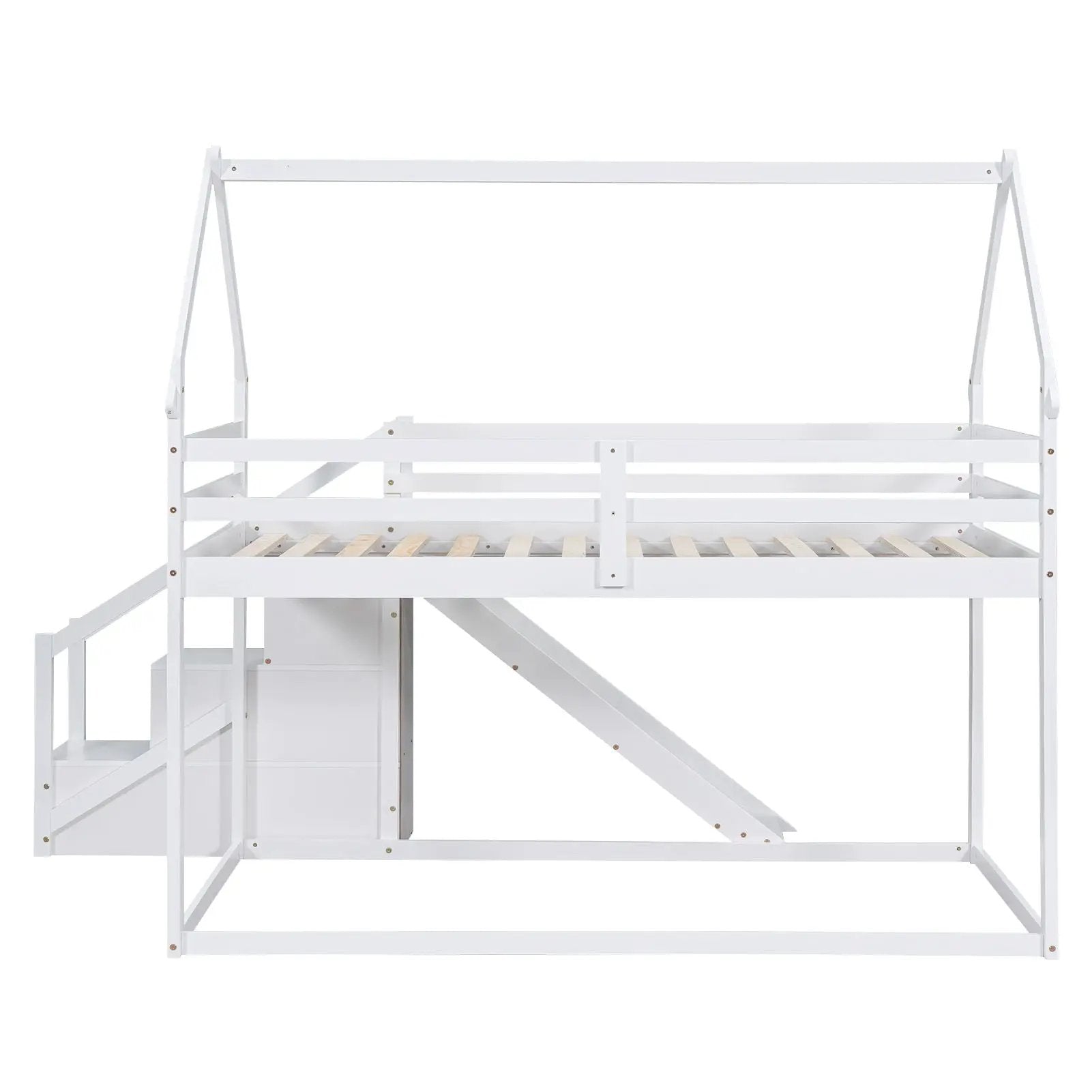 Twin Over Twin House Loft Or Bunk Bed With Slide And Staircase by Unique Piece Furniture