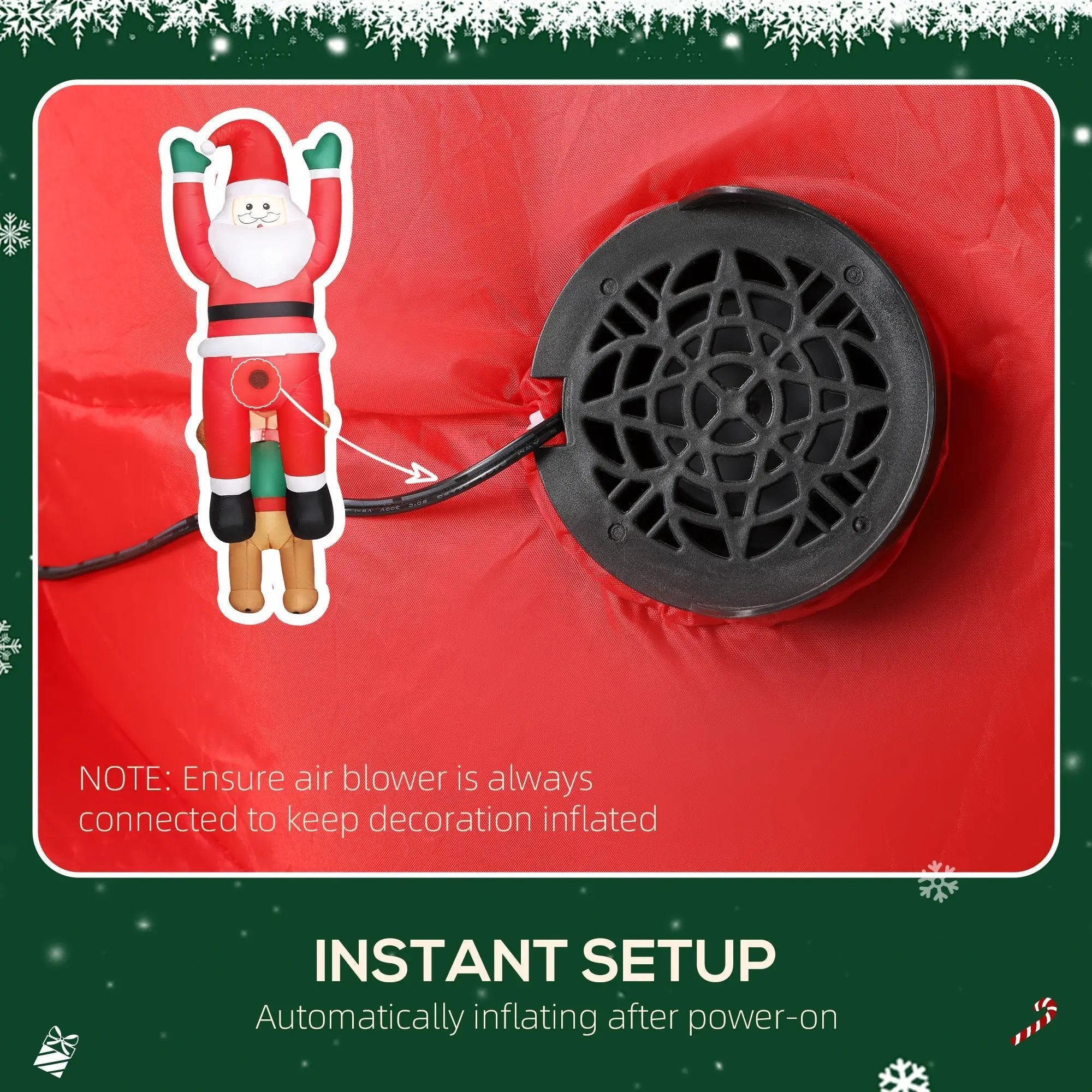7FT Christmas Inflatable Santa in Chimney with LED Lights by HouseOfZazla