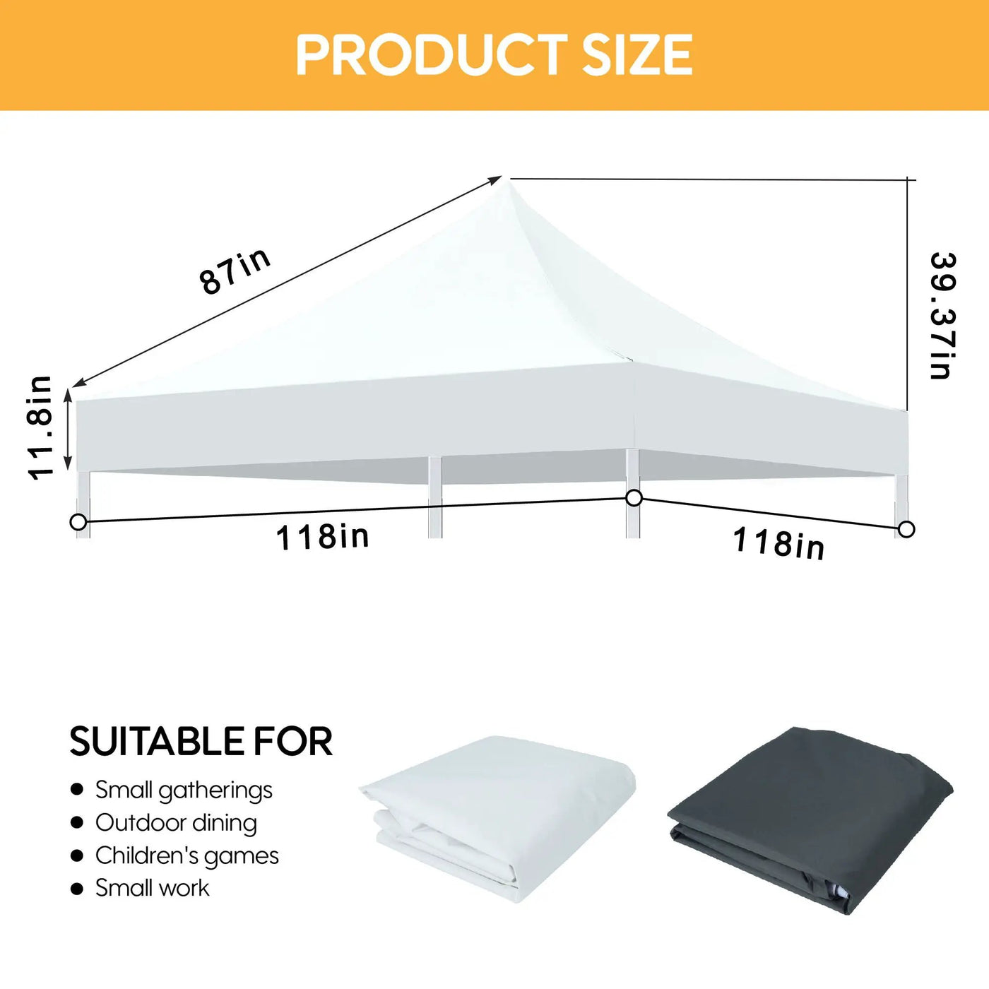 Canopy Replacement Top With 4 Pack W8 Bags, Pop Up Tent Cover Only, Frame Not Included by Unique Piece Furniture