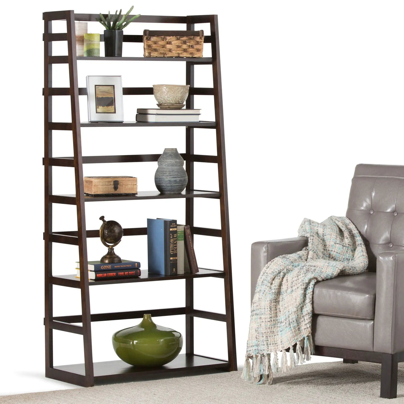 Acadian - Handcrafted Ladder Shelf Bookcase by Unique Piece Furniture
