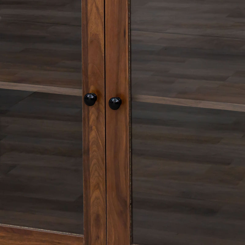 Large Kitchen Hutch Cabinet, Storage Kitchen Cupboard With 4 Doors, 4 Drawers & Microwave Shelf - Walnut by HouseOfZazla