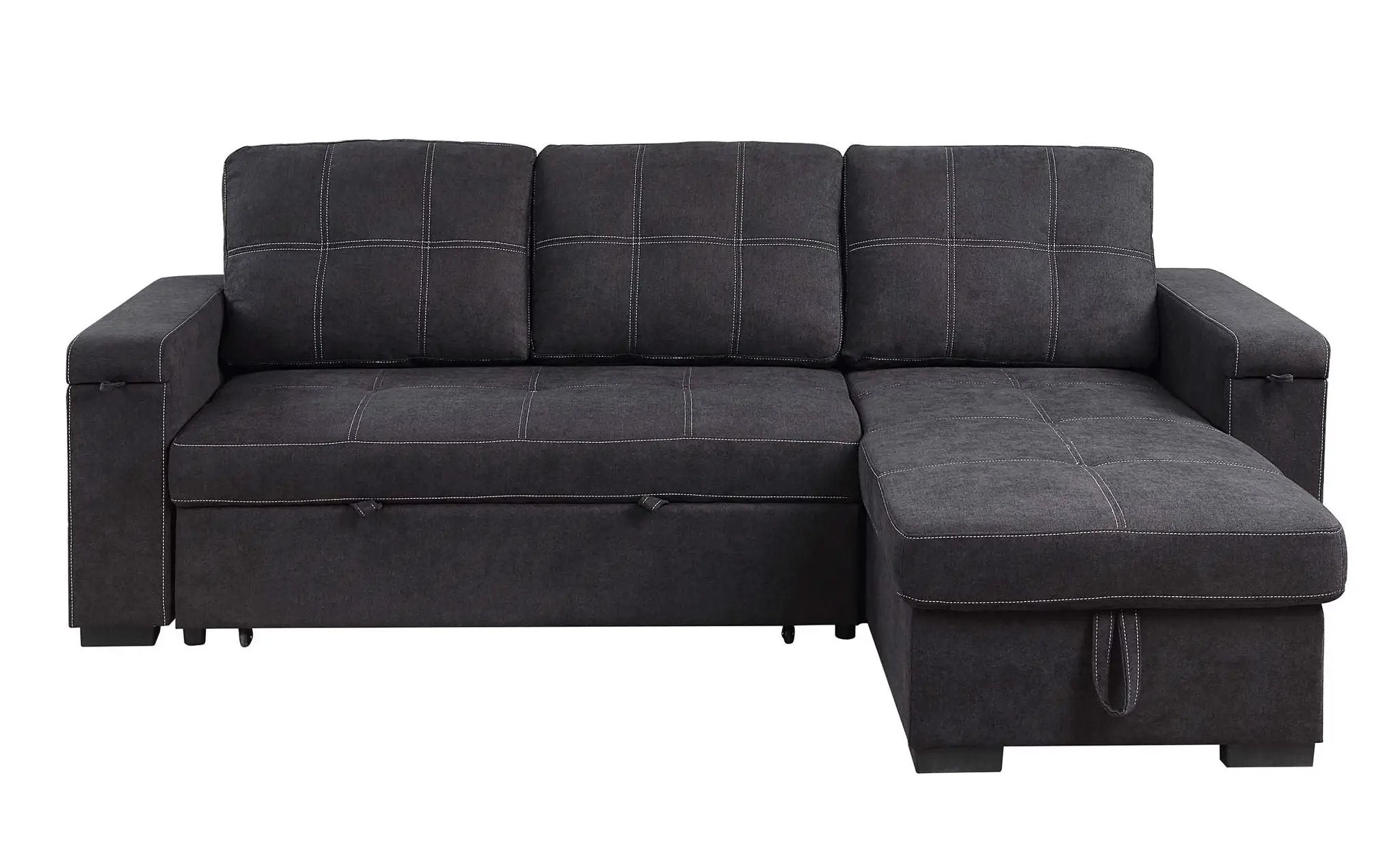 Toby - Woven Fabric Reversible Sleeper Sectional Sofa With Storage Chaise Cup Holder Charging Ports And Pockets by Unique Piece Furniture