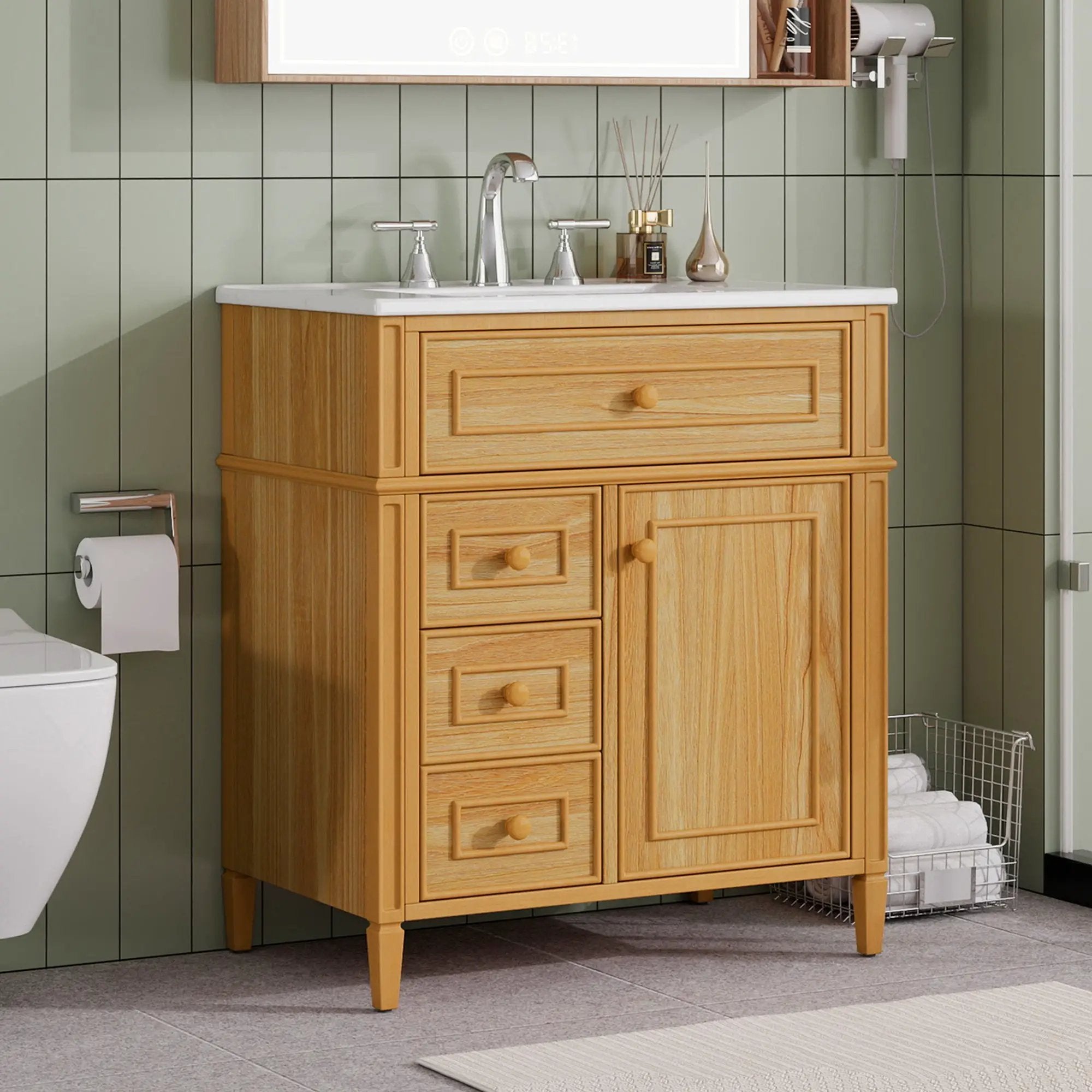 30" Bathroom Vanity with Sink and Wood Vanity Cabinet by HouseOfZazla