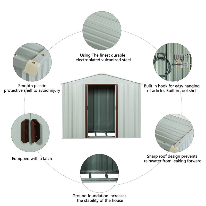 Outdoor Metal Storage Shed Yx48 - White by HouseOfZazla