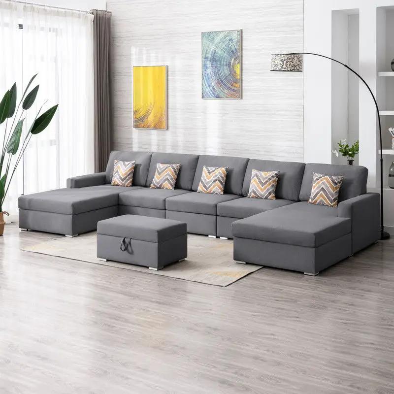 Nolan - Fabric 6 Piece Sectional Sofa With Pillows And Interchangeable Legs by Unique Piece Furniture