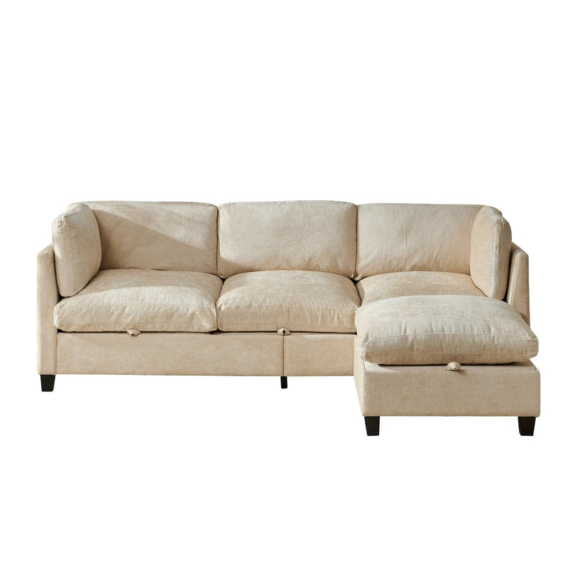 96.5" L Shape Sectional Couch with Ottoman by HouseOfZazla
