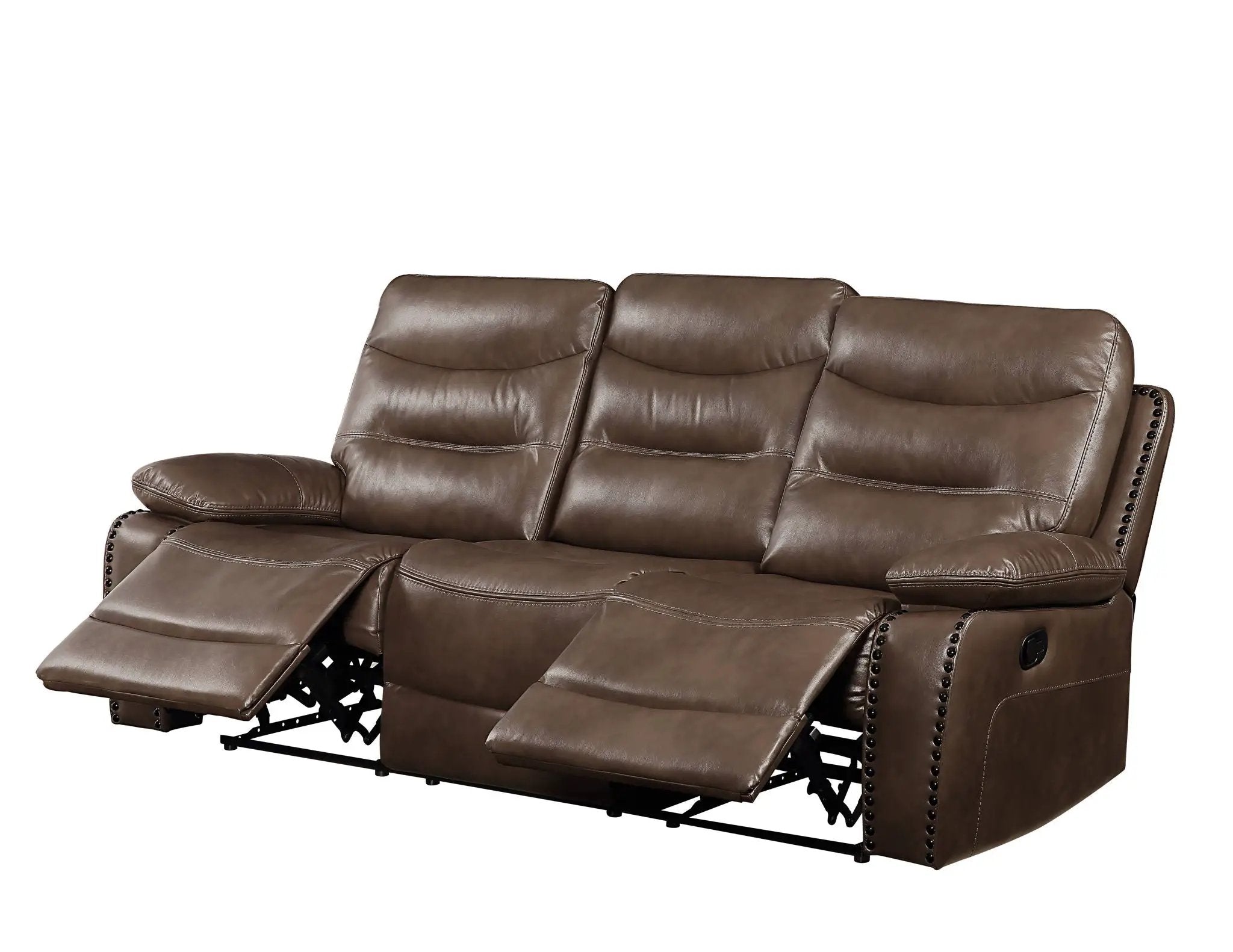 Aashi - Leather Gel Match 3 Piece Recliner Living Room Set - Brown by Unique Piece Furniture