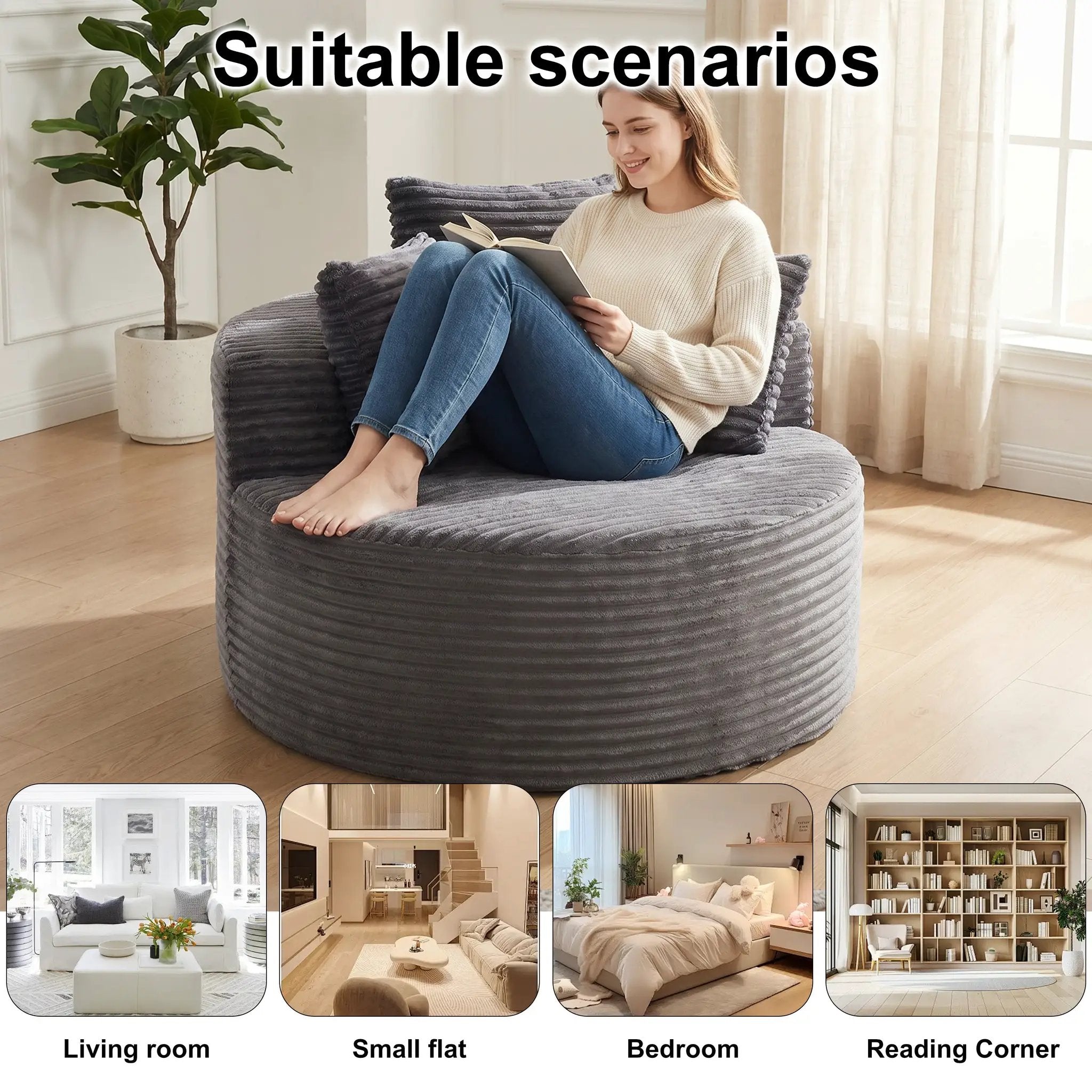 43-inch Round Corduroy Single Sofa by HouseOfZazla