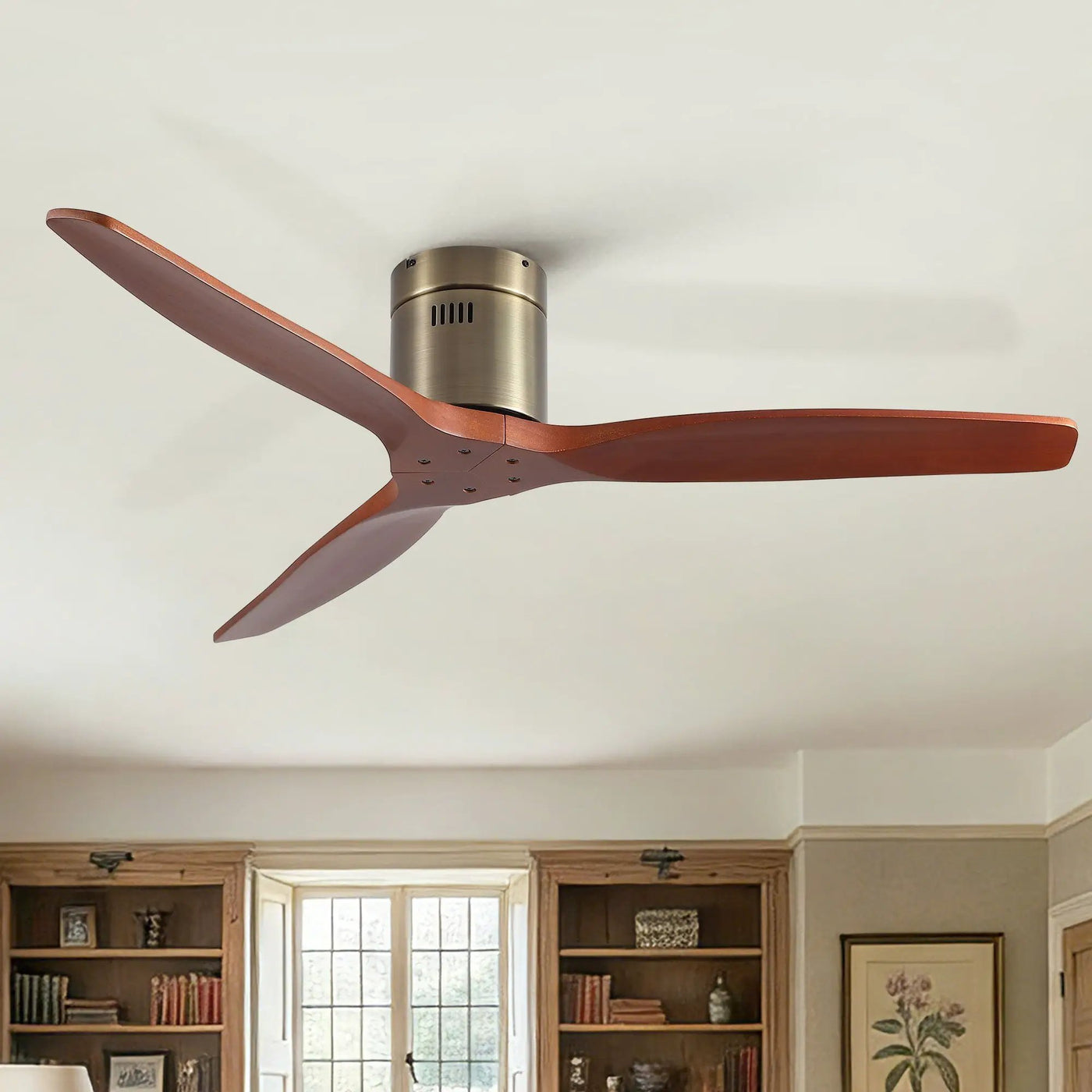 Low Profile Flush Mount Ceiling Fan Without Light by HouseOfZazla