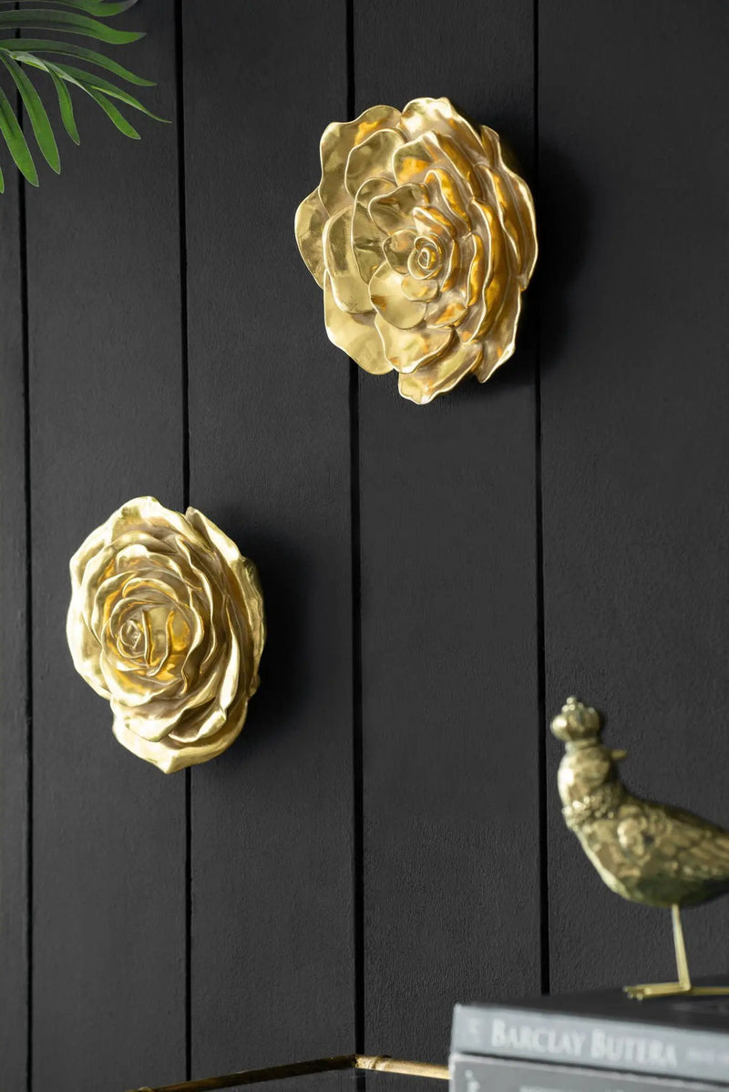 Rose Hanging Wall Accents (Set of 2) - Gold by HouseOfZazla