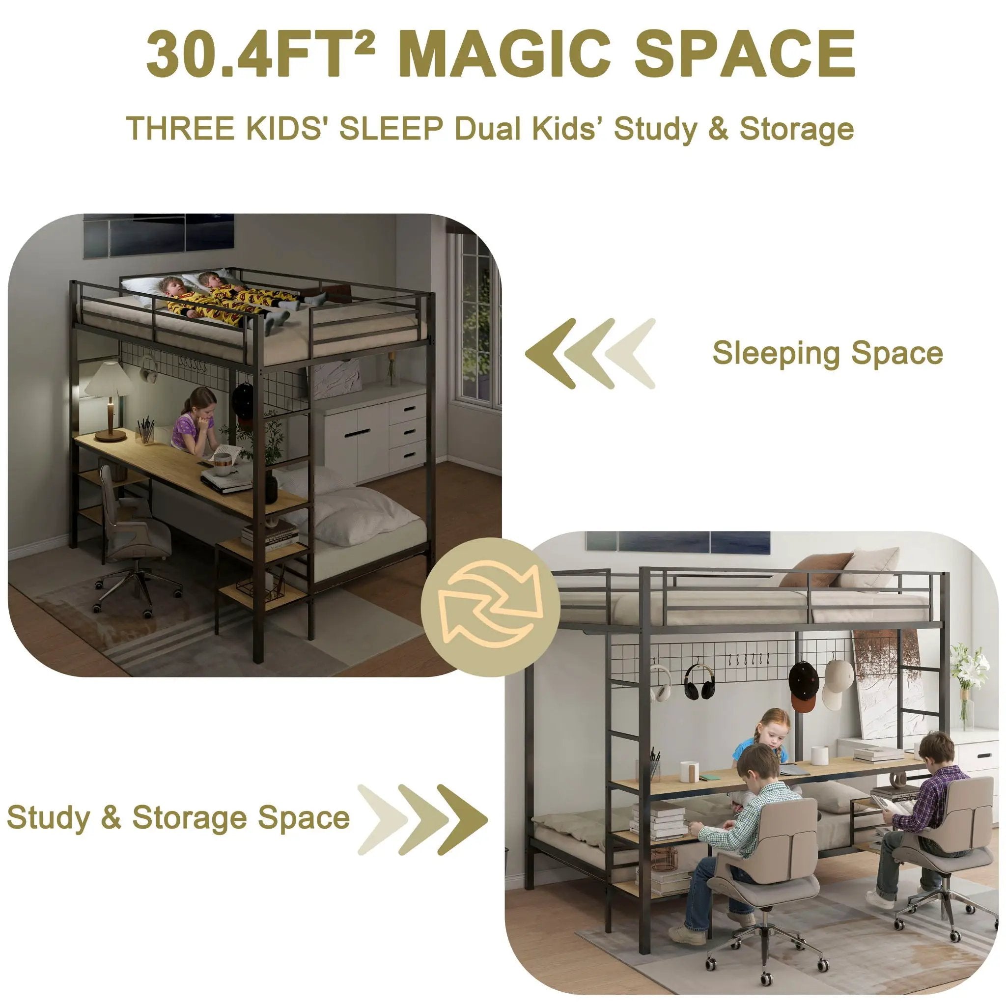 Ethan - Bunk Bed With Desk, Charging Station, Storage Shelves by Unique Piece Furniture