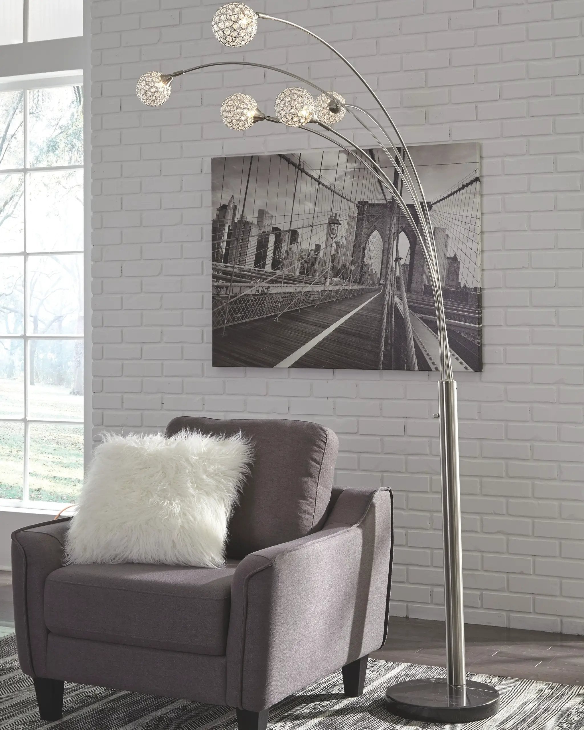 Winter - Metal Arc Lamp - Silver Finish by Unique Piece Furniture