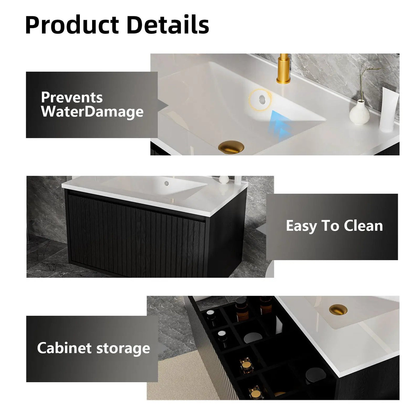 Wall Mounted Floating Bathroom Vanity With Sink And Drawers by HouseOfZazla