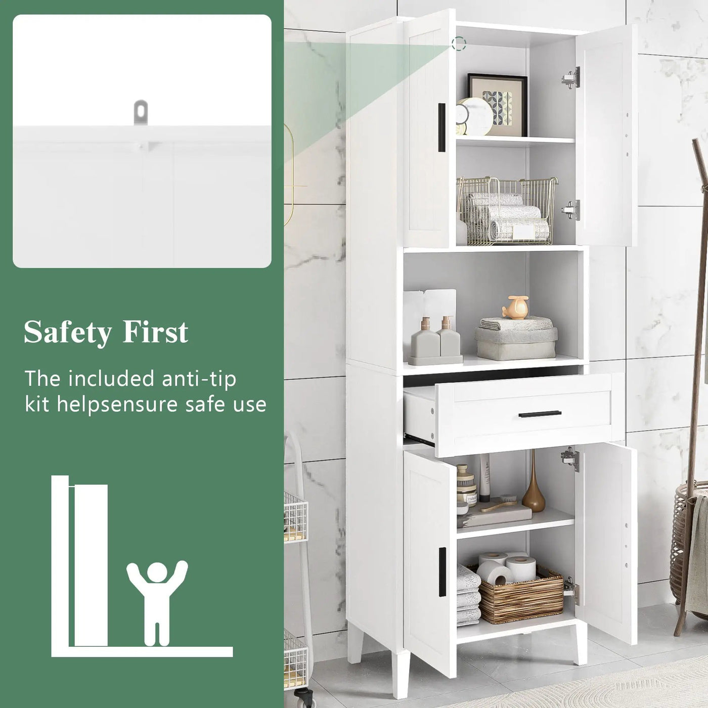 Freestanding Tall Bathroom Cabinet With Soft Close Doors And Adjustable Shelves by HouseOfZazla