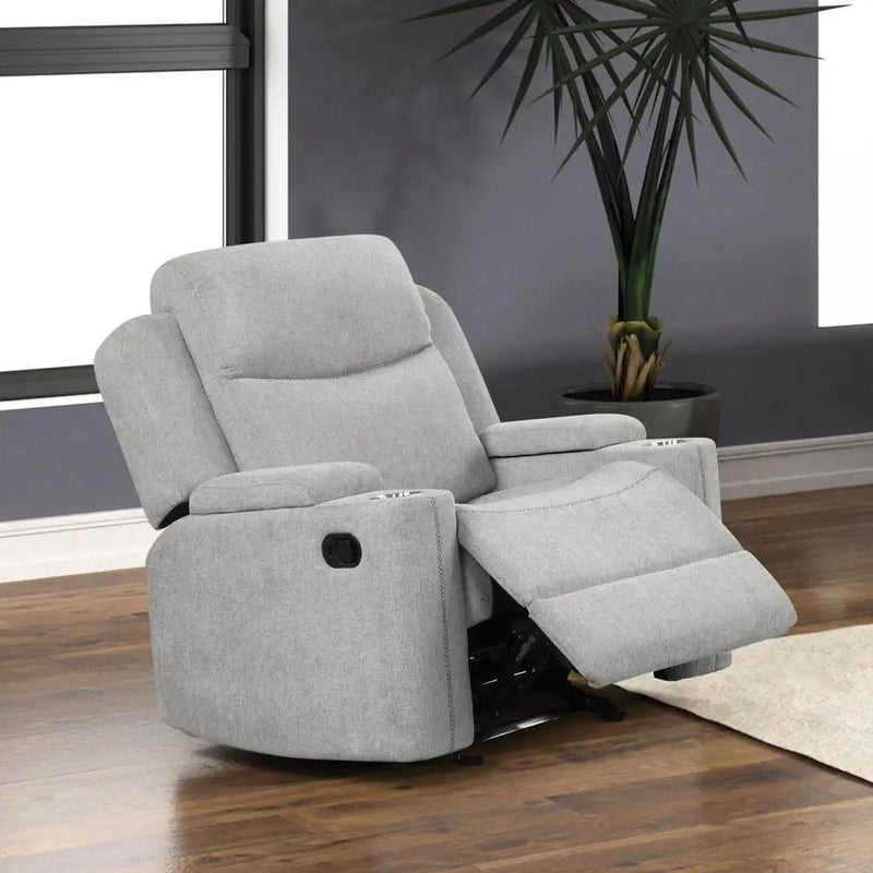 Galya - Motion Glider Recliner - Light Gray Chenille by Unique Piece Furniture