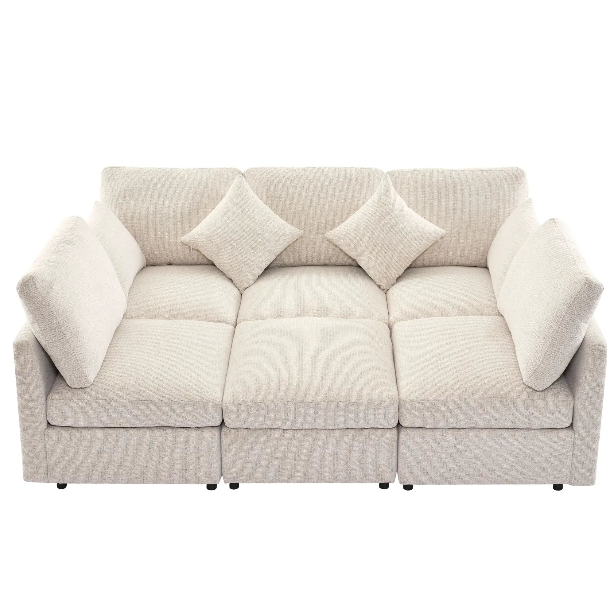 Sectional Sofa Modular U-Shaped With Ottoman & USB Ports by Unique Piece Furniture