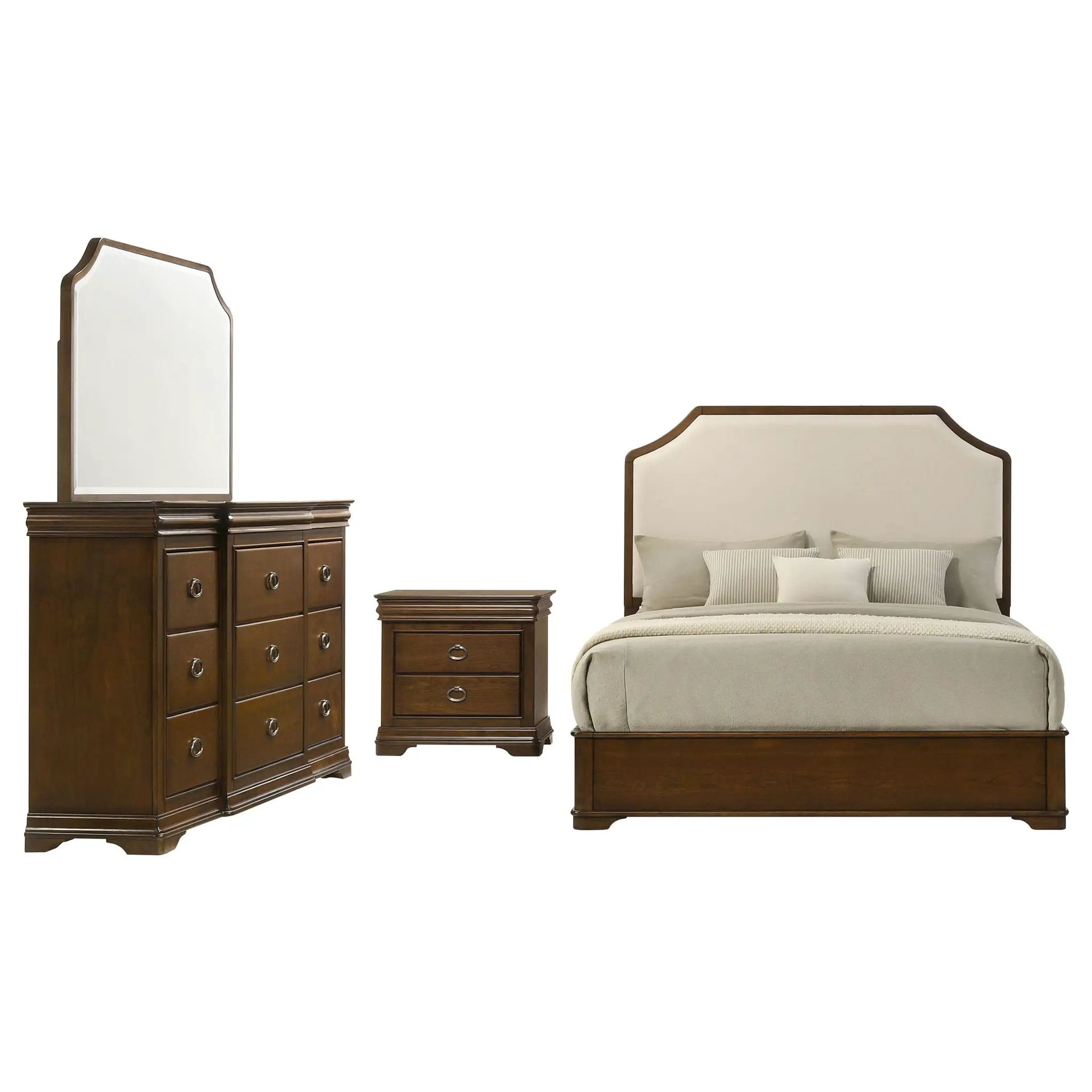Garland 4-piece Eastern King Bedroom Set Brown Cherry by Unique Piece Furniture