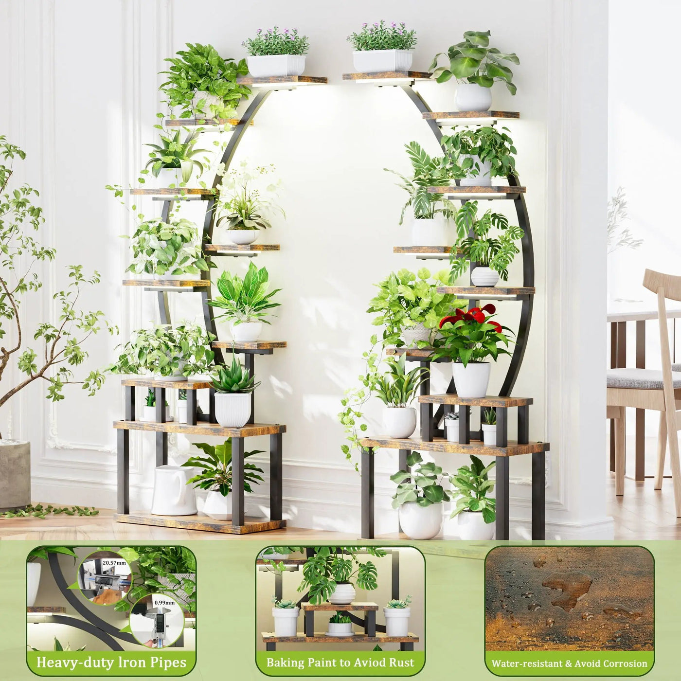 9 Tiered Indoor Plant Stand With 5 Adjustable Grow Lights by HouseOfZazla
