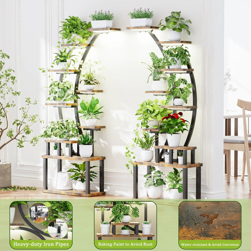 9 Tiered Indoor Plant Stand With 5 Adjustable Grow Lights by HouseOfZazla