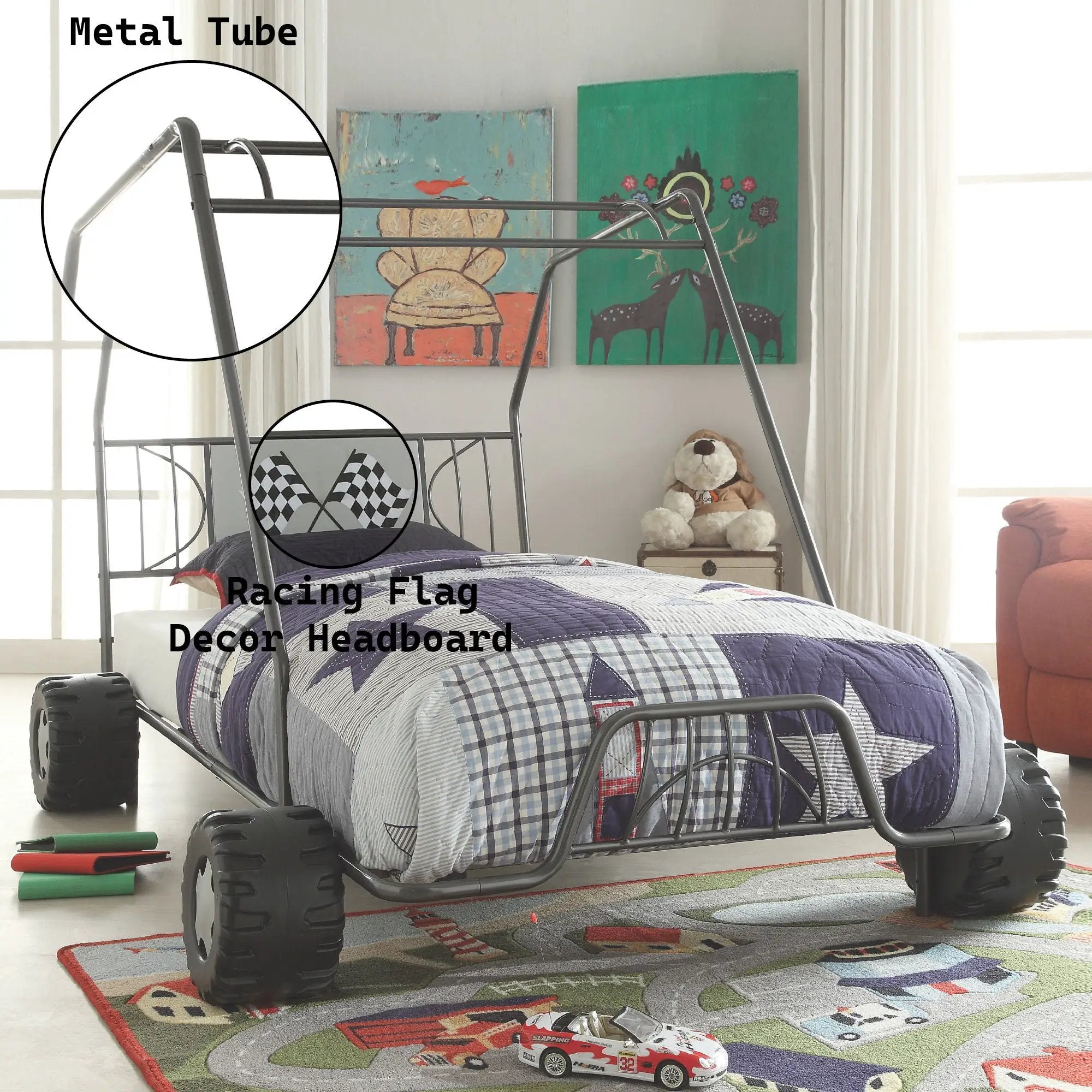 Xander - Twin Go Kart Bed - Gunmetal by HouseOfZazla
