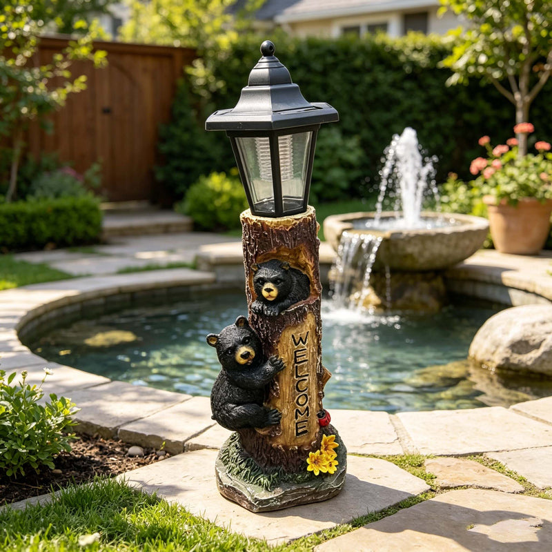 Solar-Powered Bear Welcome Statue by HouseOfZazla
