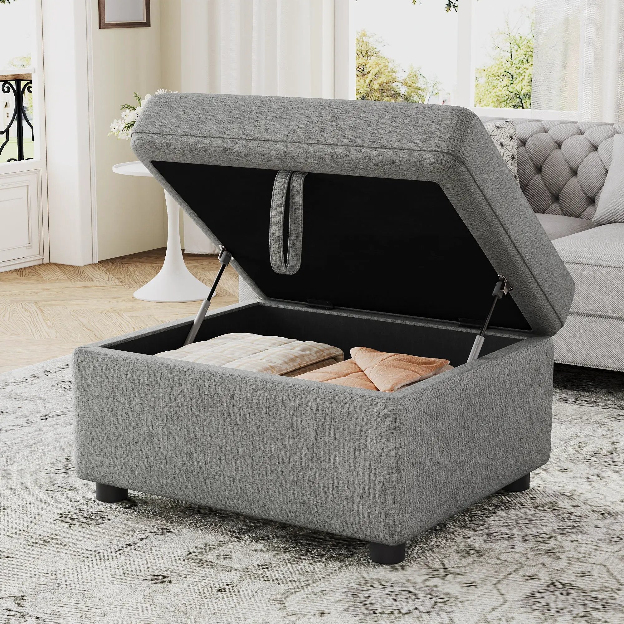 Movable Storage Ottoman Footrest For Living Room by HouseOfZazla