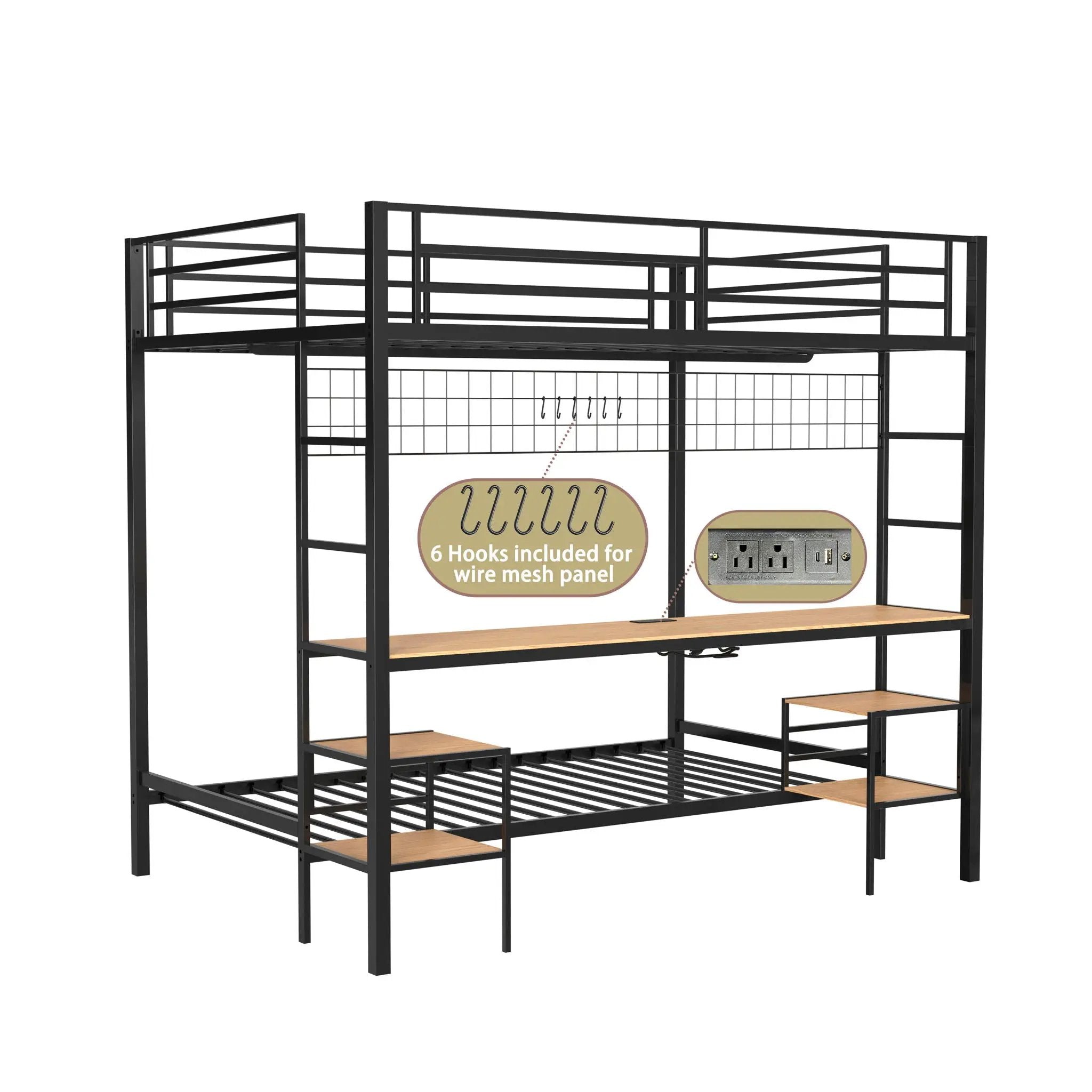 Ethan - Bunk Bed With Desk, Charging Station, Storage Shelves by Unique Piece Furniture