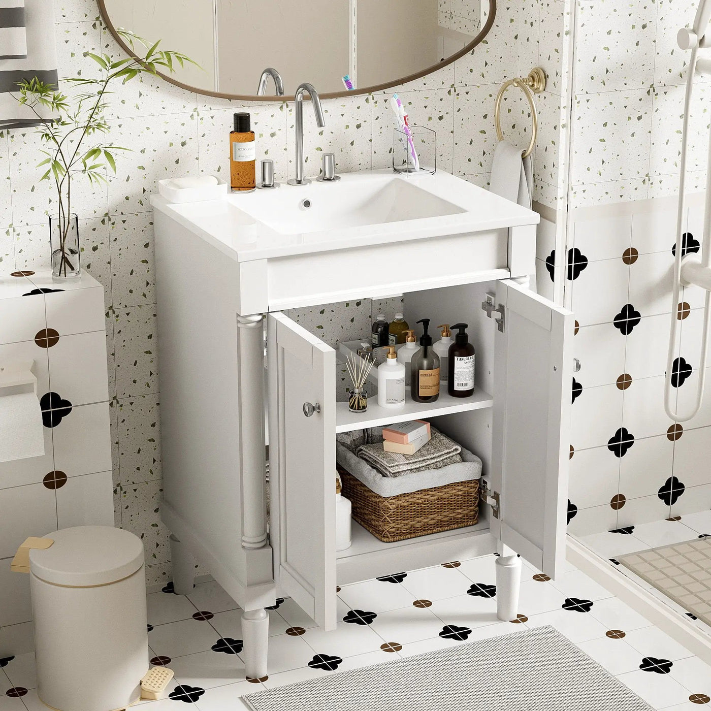 Bathroom Vanity With Top Sink, 2 Tier Storage Cabinet by Unique Piece Furniture