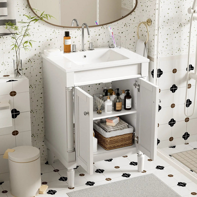 Bathroom Vanity With Top Sink, 2 Tier Storage Cabinet by Unique Piece Furniture