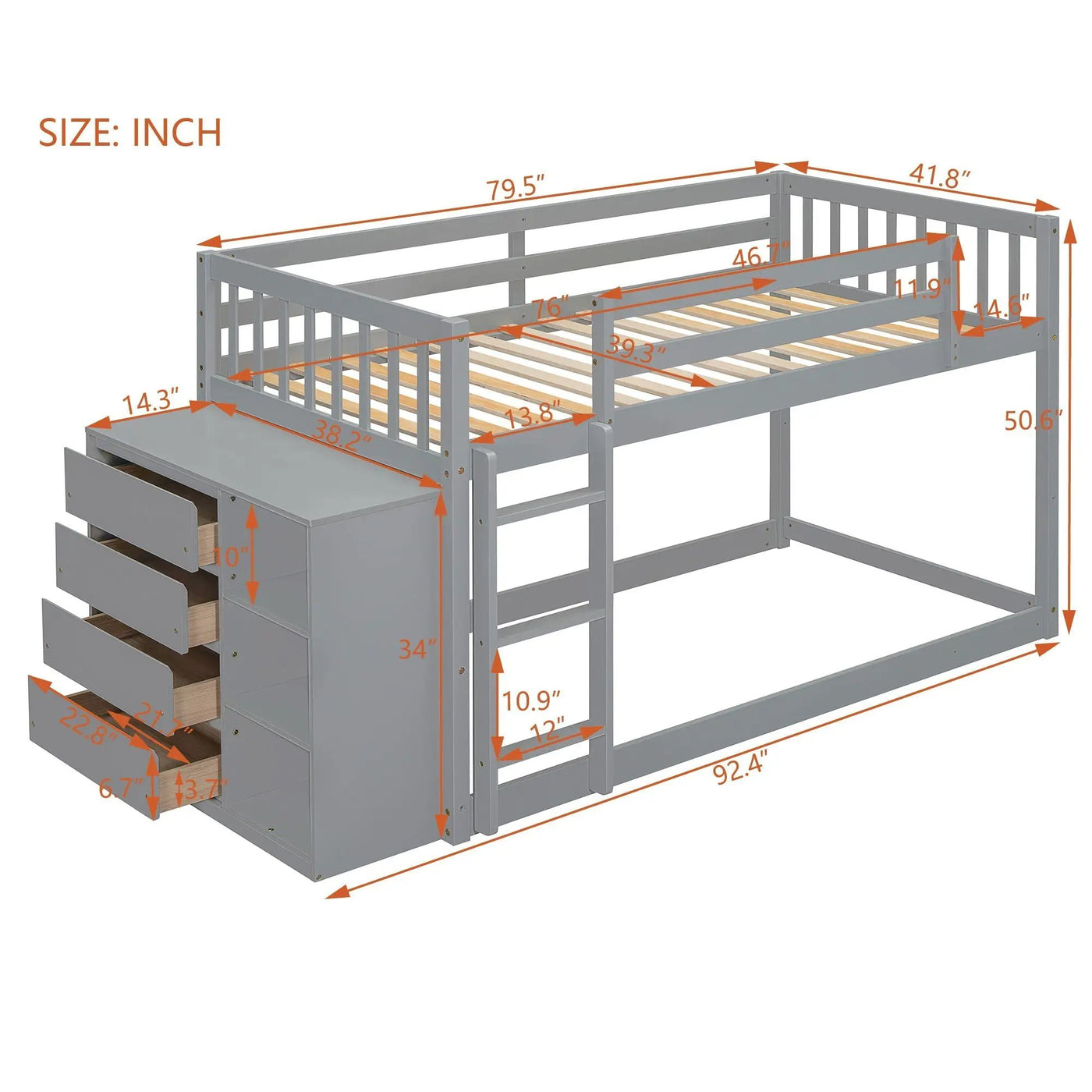 Bunk Bed With 4 Drawers and 3 Shelves by HouseOfZazla