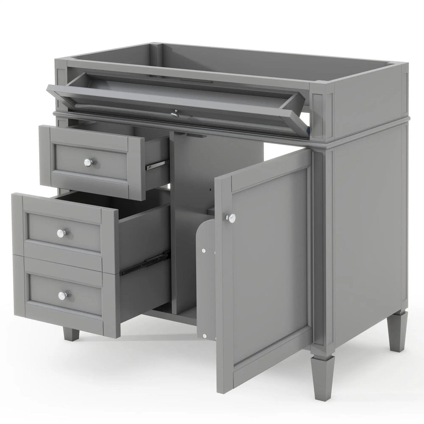 Bathroom Vanity With 2 Drawers And Tip-Out Drawer, Storage Cabinet by Unique Piece Furniture