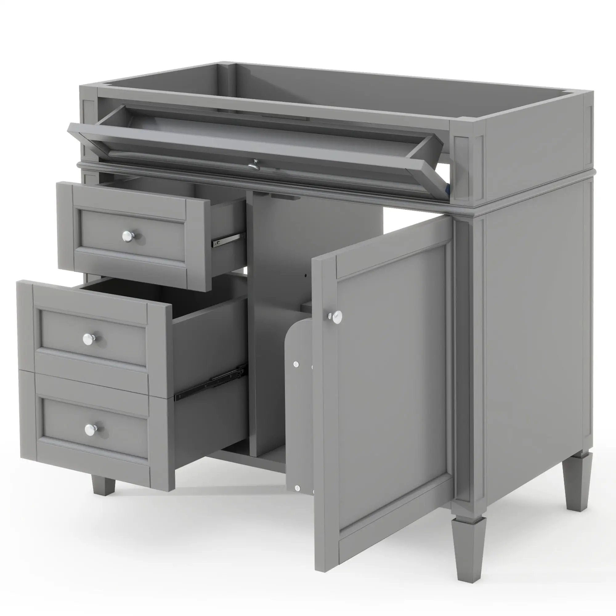 Bathroom Vanity With 2 Drawers And Tip-Out Drawer, Storage Cabinet by Unique Piece Furniture