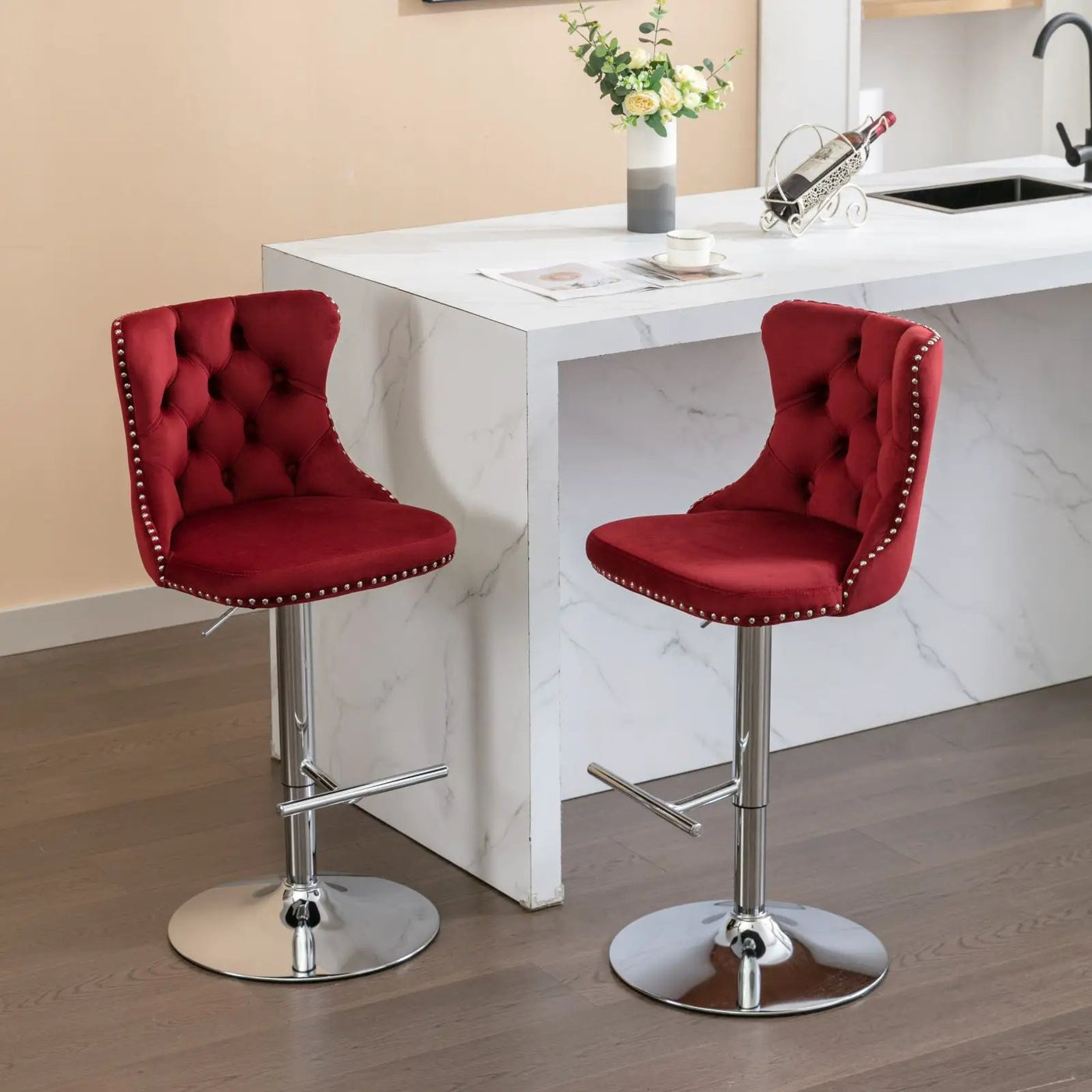 Swivel Adjustable Height Barstools Set of 2 by HouseOfZazla