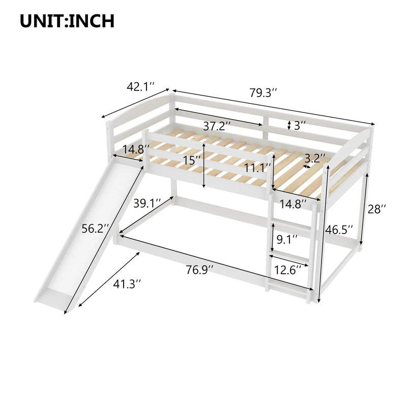 Durable Bunk Bed With Convertible Slide And Ladder by Unique Piece Furniture