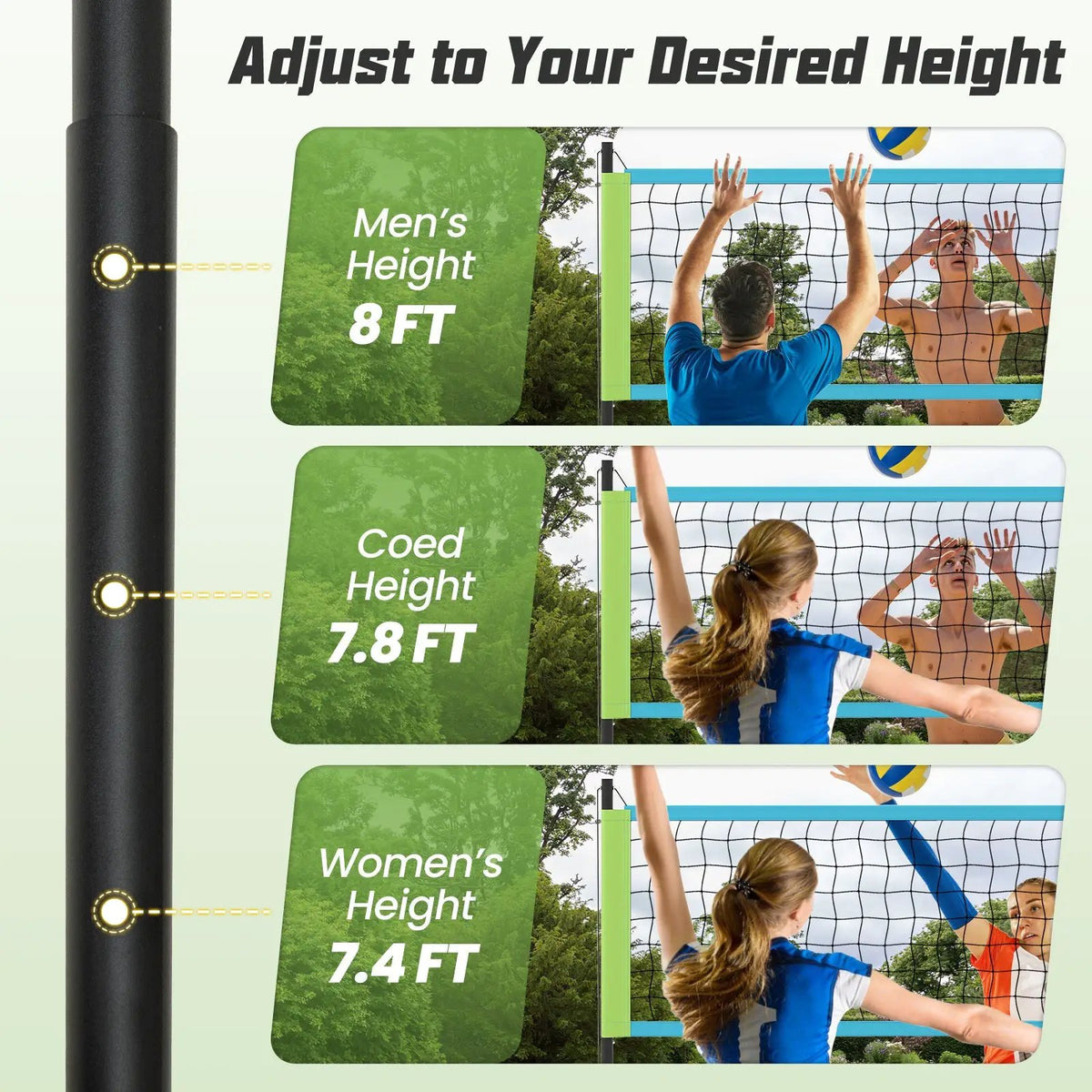 Portable Outdoor Volleyball Net Set Heavy-Duty Volleyball Net System, photo 9 of 16
