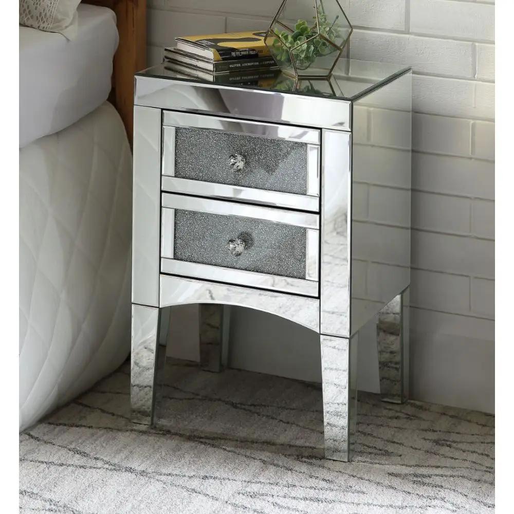 Noralie - 24" Accent Table - Mirrored, Faux Diamonds by Unique Piece Furniture