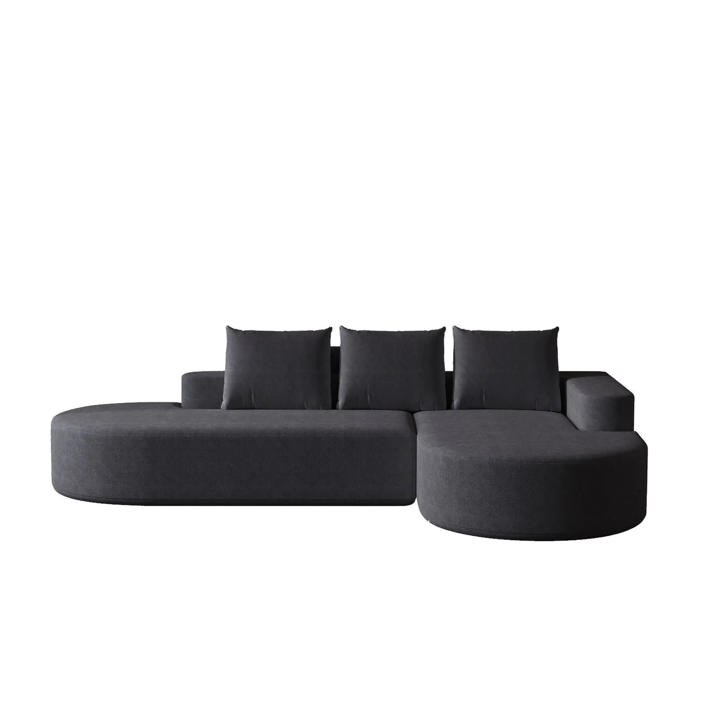 Modern Curved Sofa, L-Shaped Modular Sectional Set With 3 Pillows by HouseOfZazla