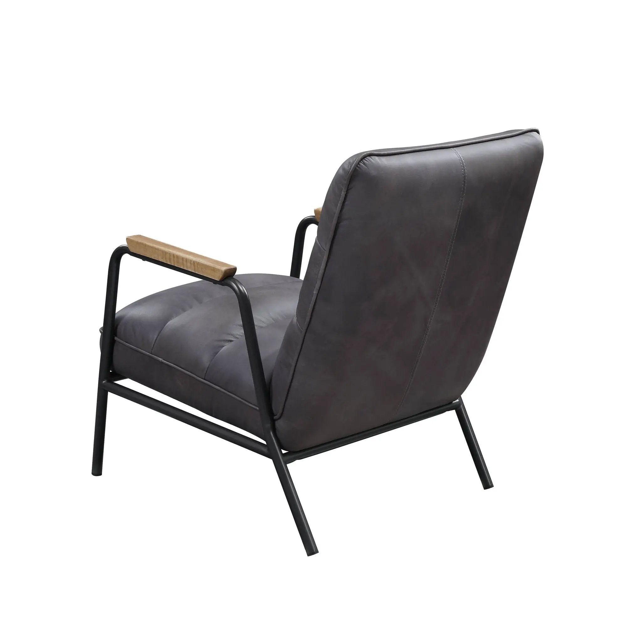 Nignu - Top Grain Leather Matt Iron Accent Chair - Gray by Unique Piece Furniture