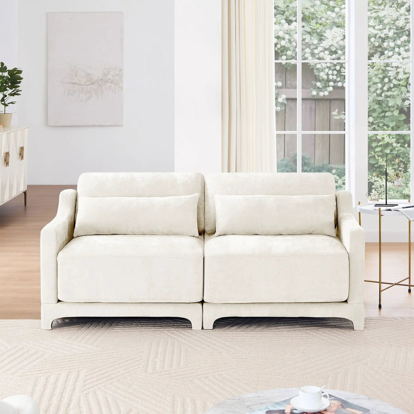 Elegant Sofa With Ergonomic Design And Lumbar Pillows by Unique Piece Furniture