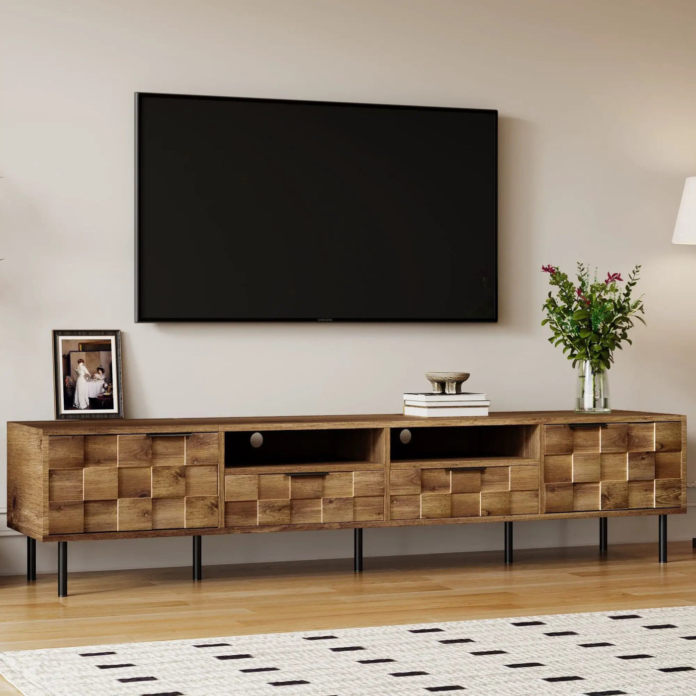 TV Stand With 2 Drawers, Media Console Table, Storage Cabinet With Cable Management by Unique Piece Furniture