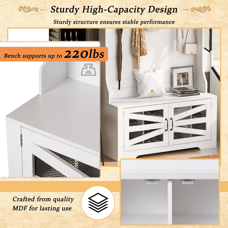 Entryway Bench With Coat Rack, 3 In 1 Design And Adjustable Shelves by HouseOfZazla