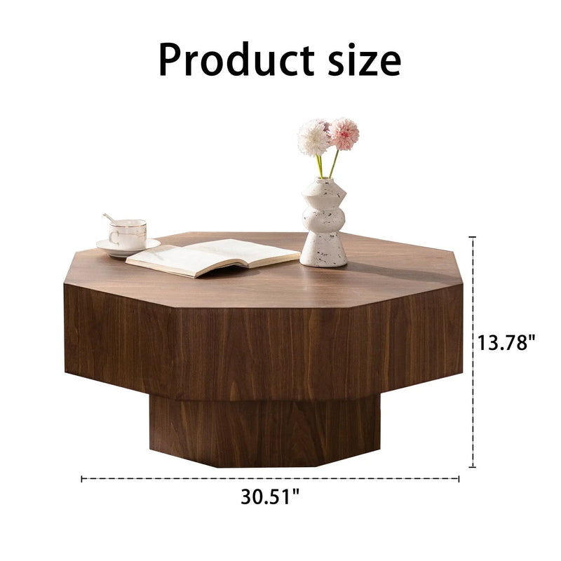 30.51 Inch Wooden Octagonal Coffee Table for Living Room by HouseOfZazla