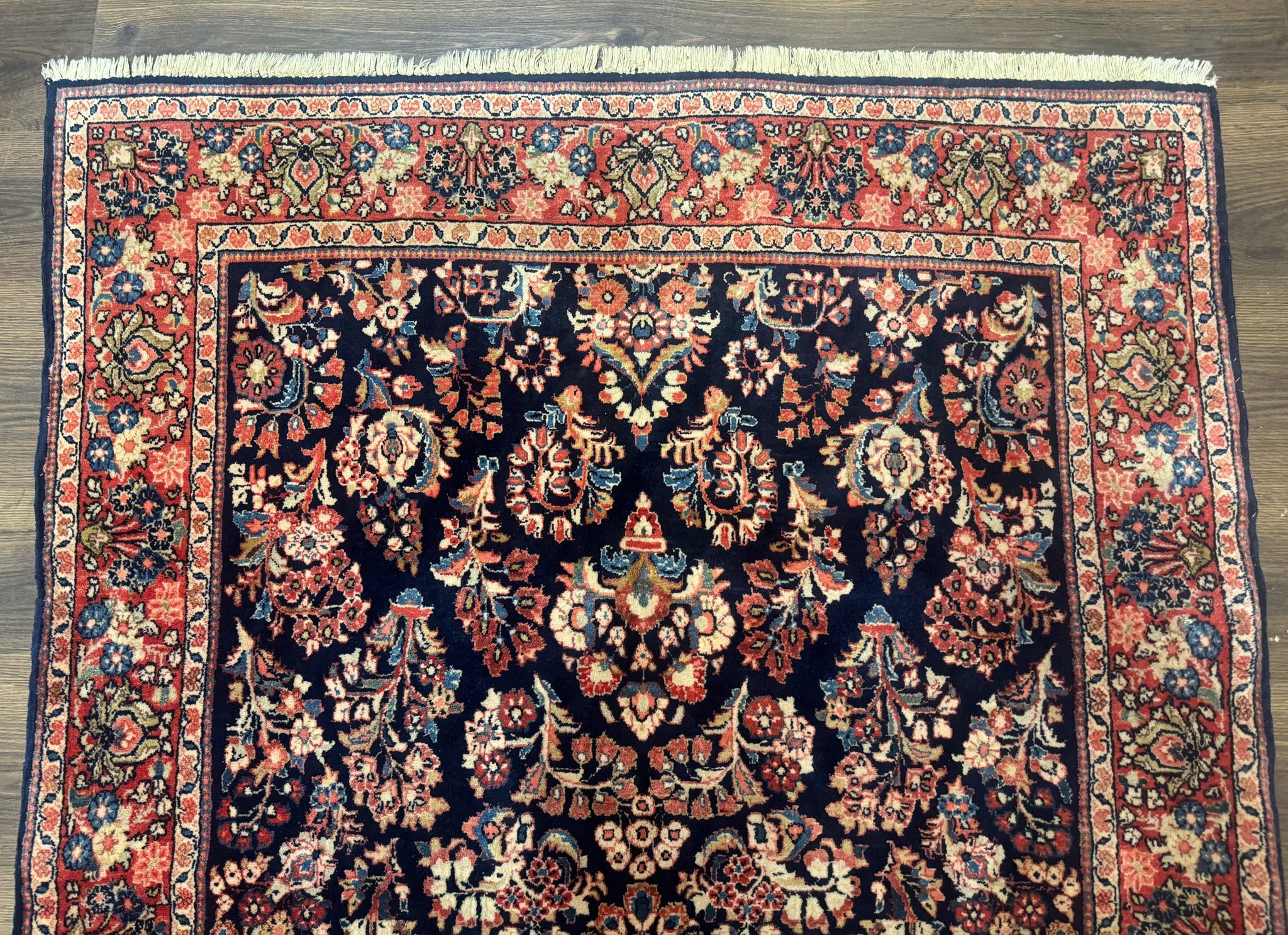 Navy Blue Persian Rug 4x6, Sarouk Mohajeran Carpet, Antique Persian Rug, Floral by Jewel Rugs